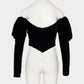 check corset velvet blouse Black【Delivery in September 2026】