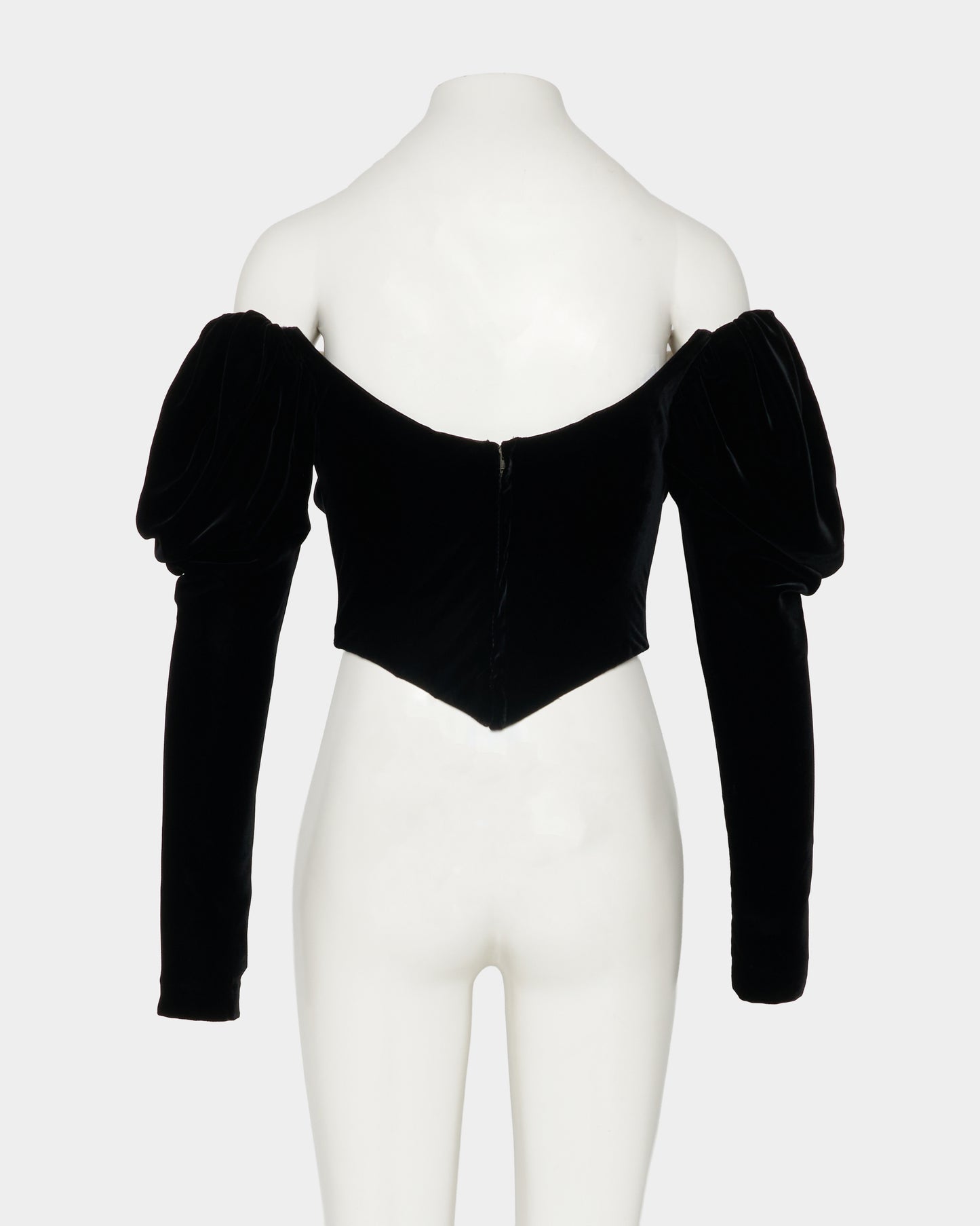 check corset velvet blouse Black【Delivery in September 2026】