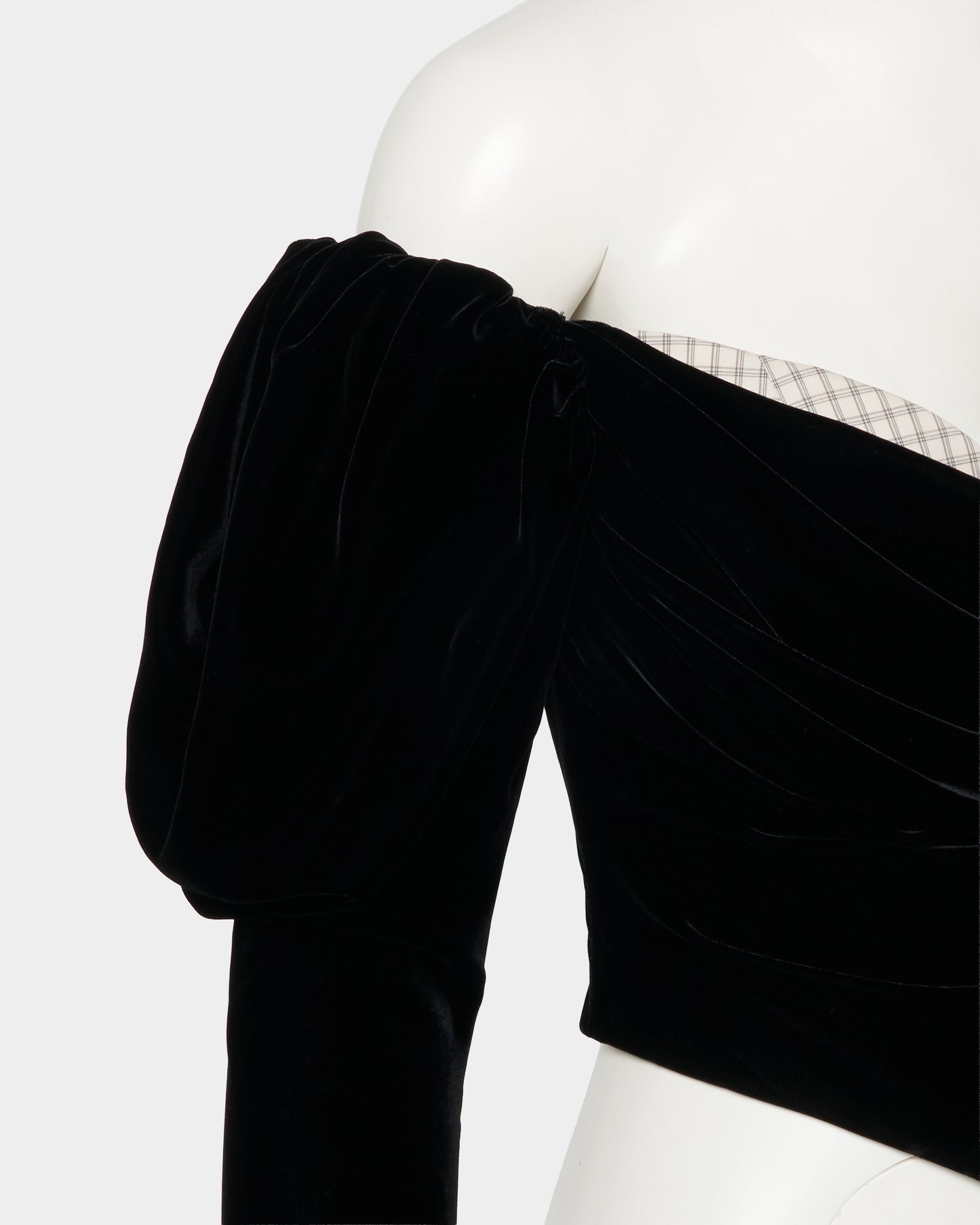 check corset velvet blouse Black【Delivery in September 2026】