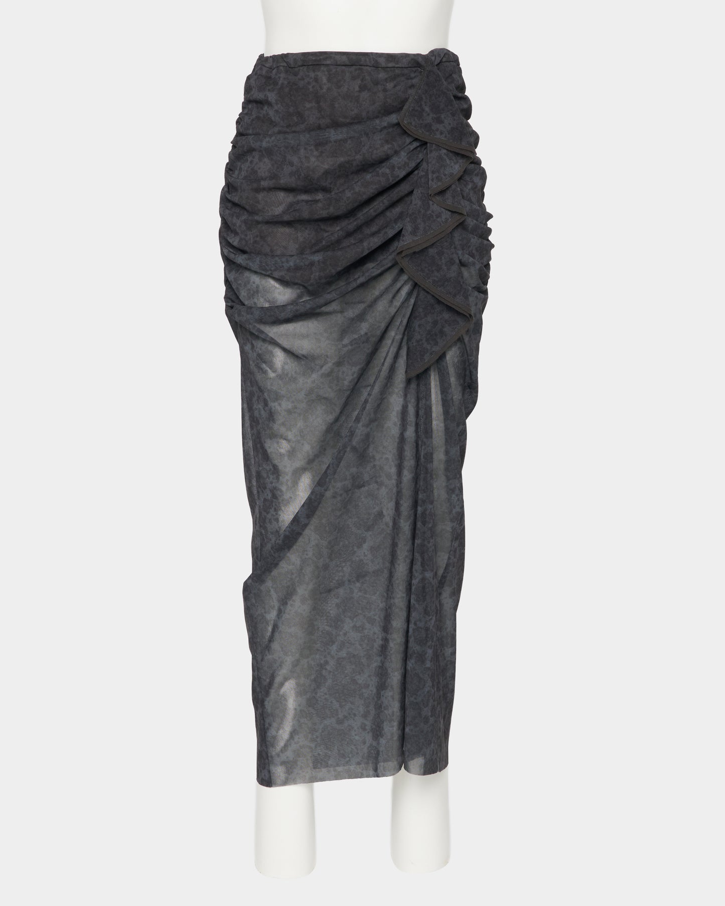 meteorite print tulle drape skirt Dark Green【Delivery in August 2026】
