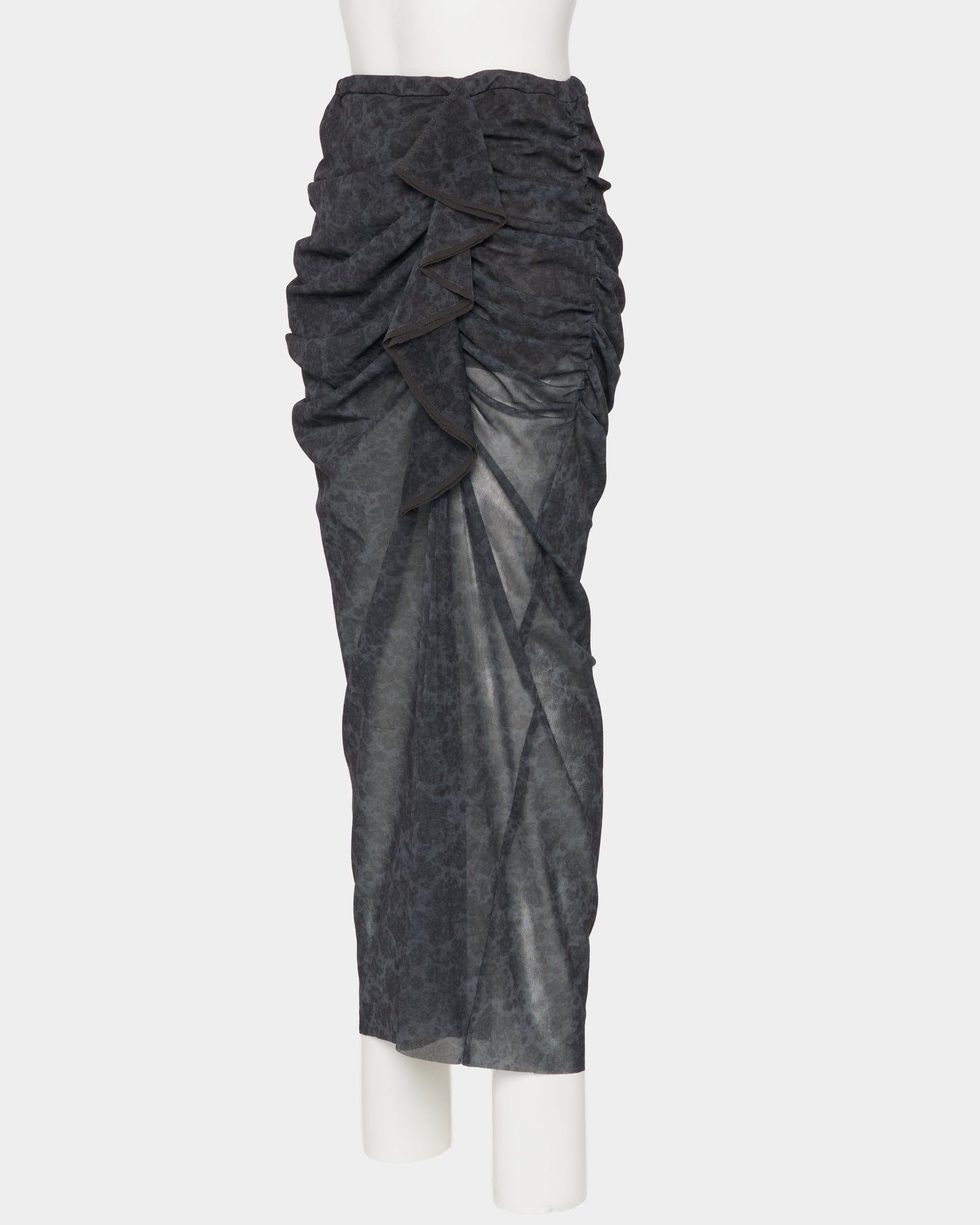 meteorite print tulle drape skirt Dark Green【Delivery in August 2026】