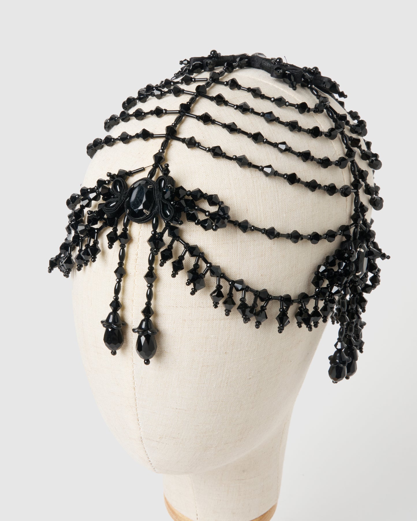 black bijou ribbon head piece【Delivery in August 2026】