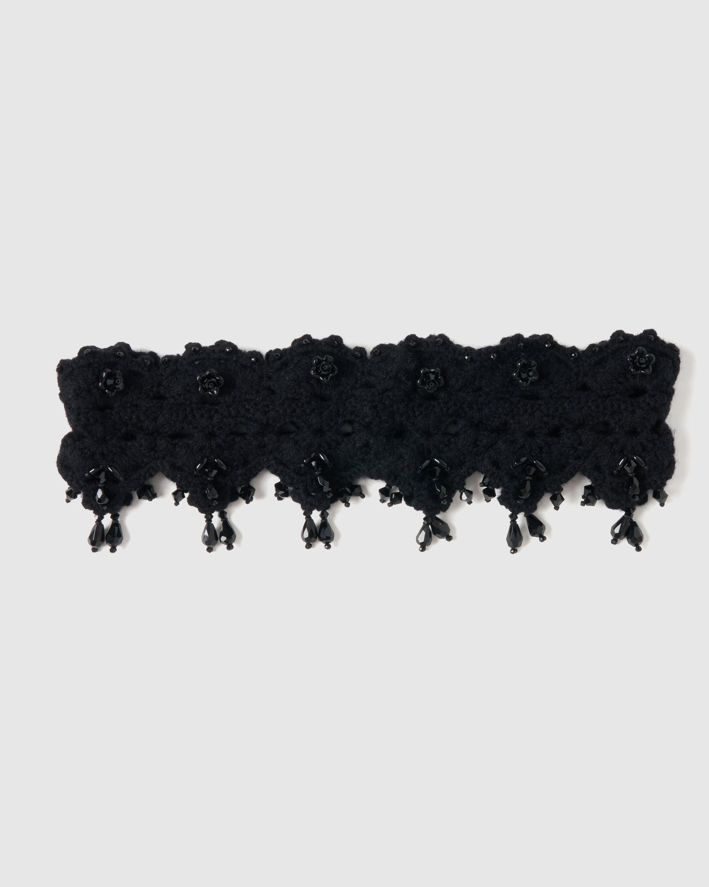 lace crochet knit hair band Black【Delivery in August 2026】