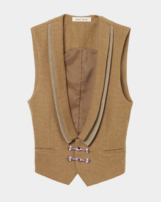 Houndstooth wool vest【Delivery in August 2026】