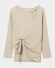 body piercing long sleeve pullover Light Beige【stock】