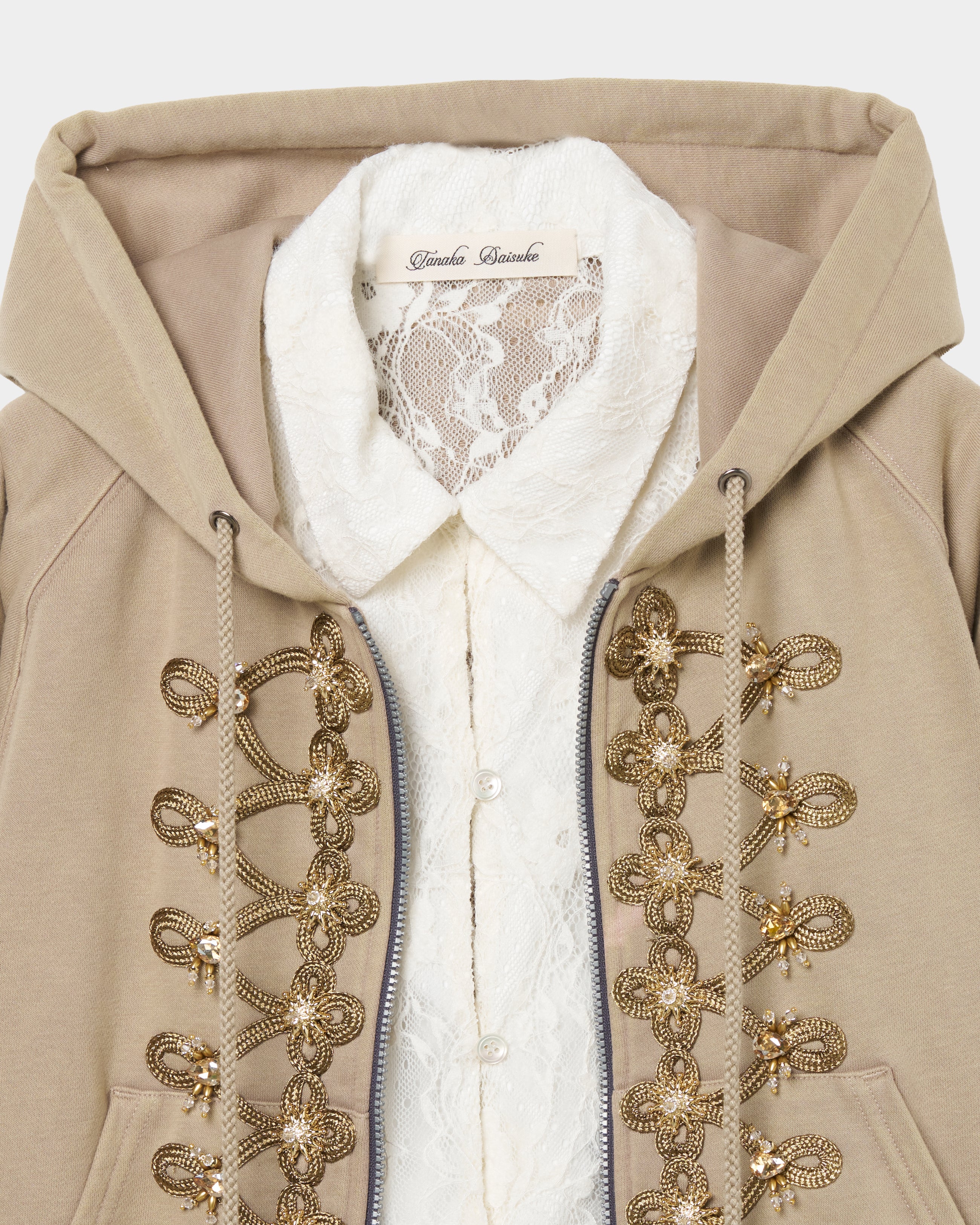 タナカダイスケ|フーディー|lace layered Napoléon zip hoodie