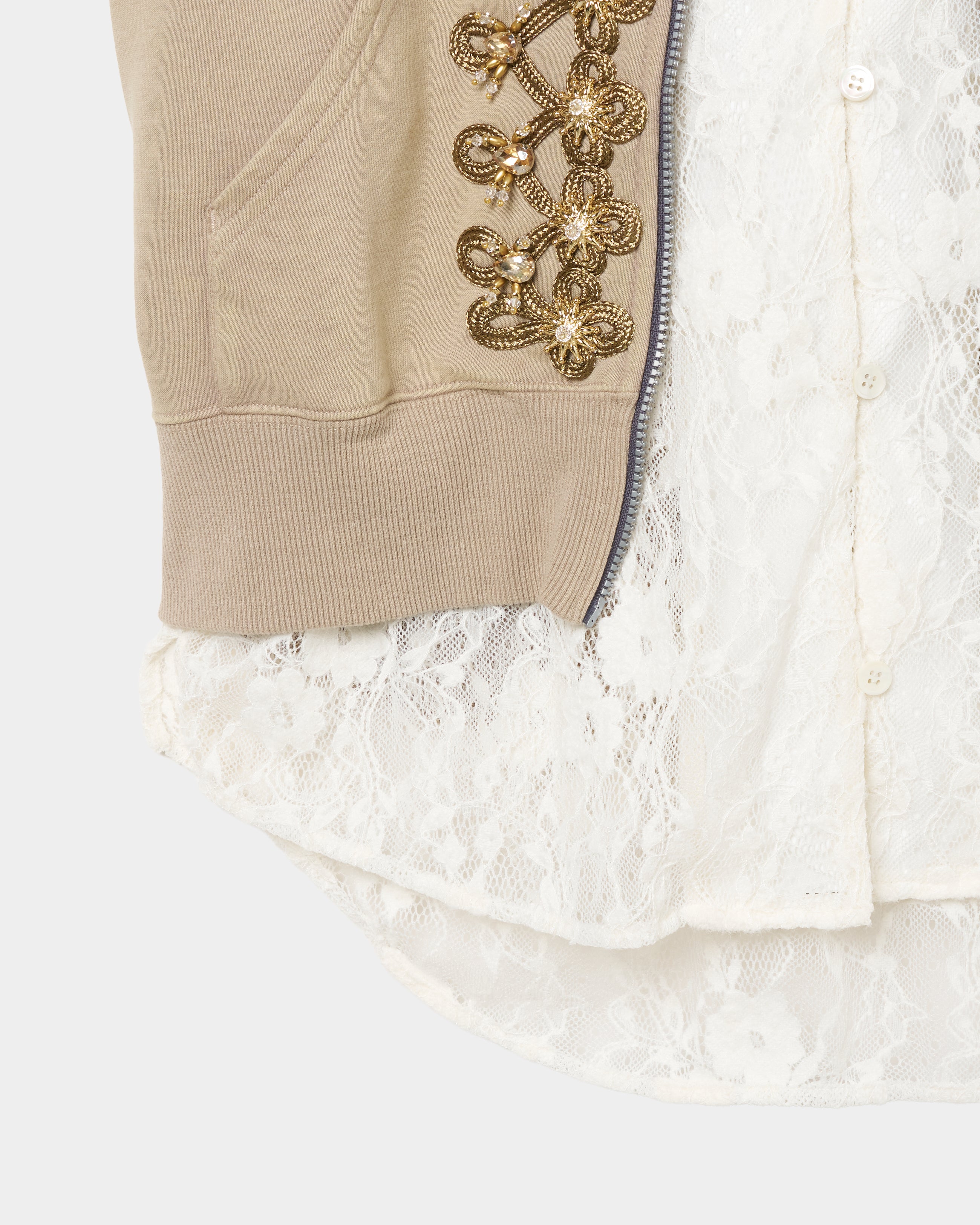 タナカダイスケ|フーディー|lace layered Napoléon zip hoodie