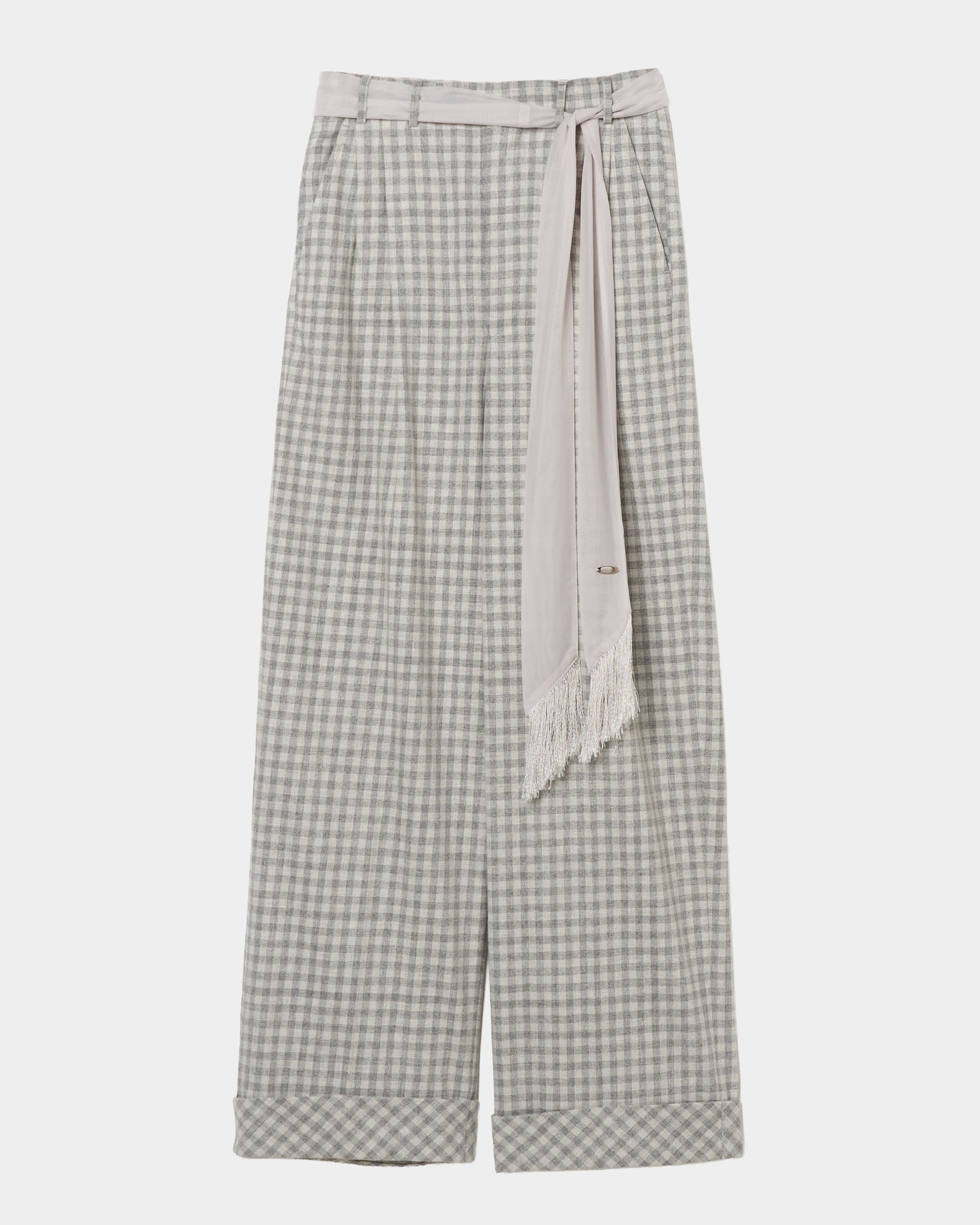 fringe sheer belt check pants 【Delivery in August 2026】