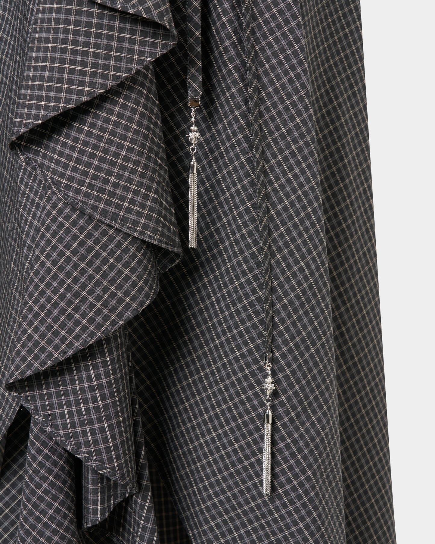 check frilled wrap skirt Black【Delivery in July 2026】