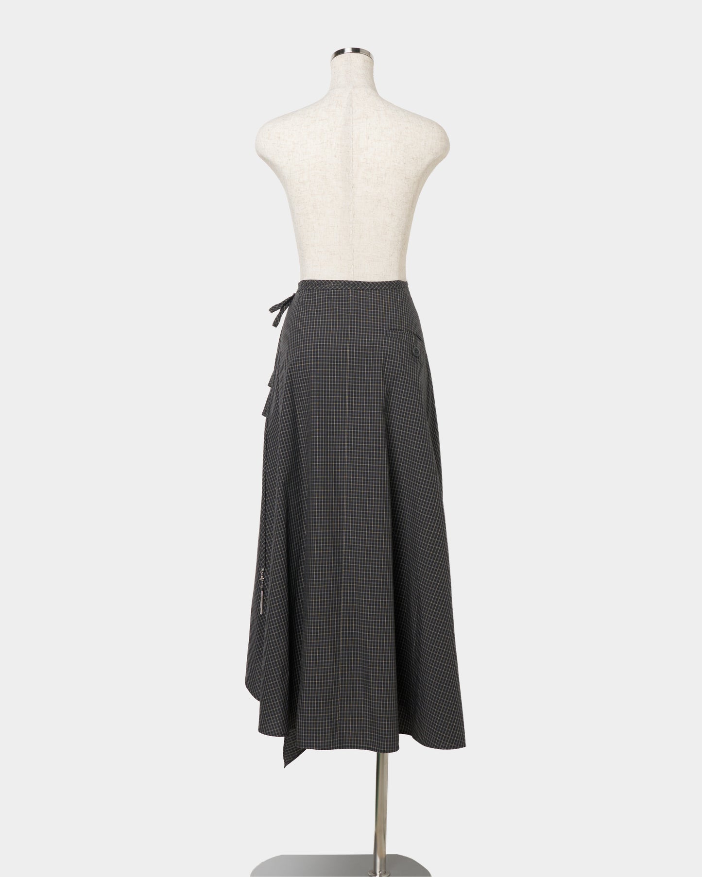 check frilled wrap skirt Black【Delivery in July 2026】