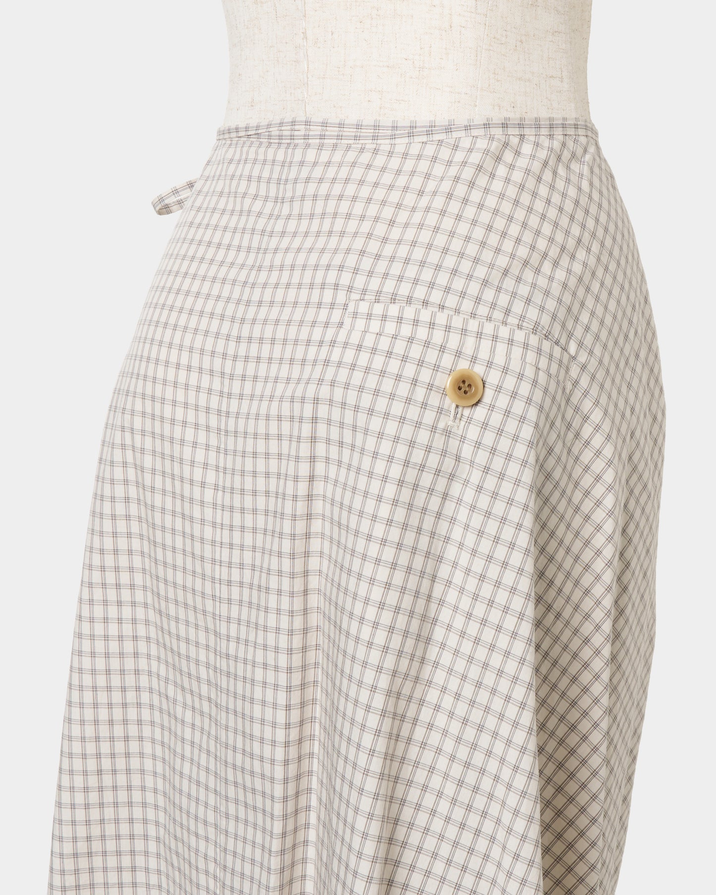 check frilled wrap skirt Ivory【Delivery in June 2026】