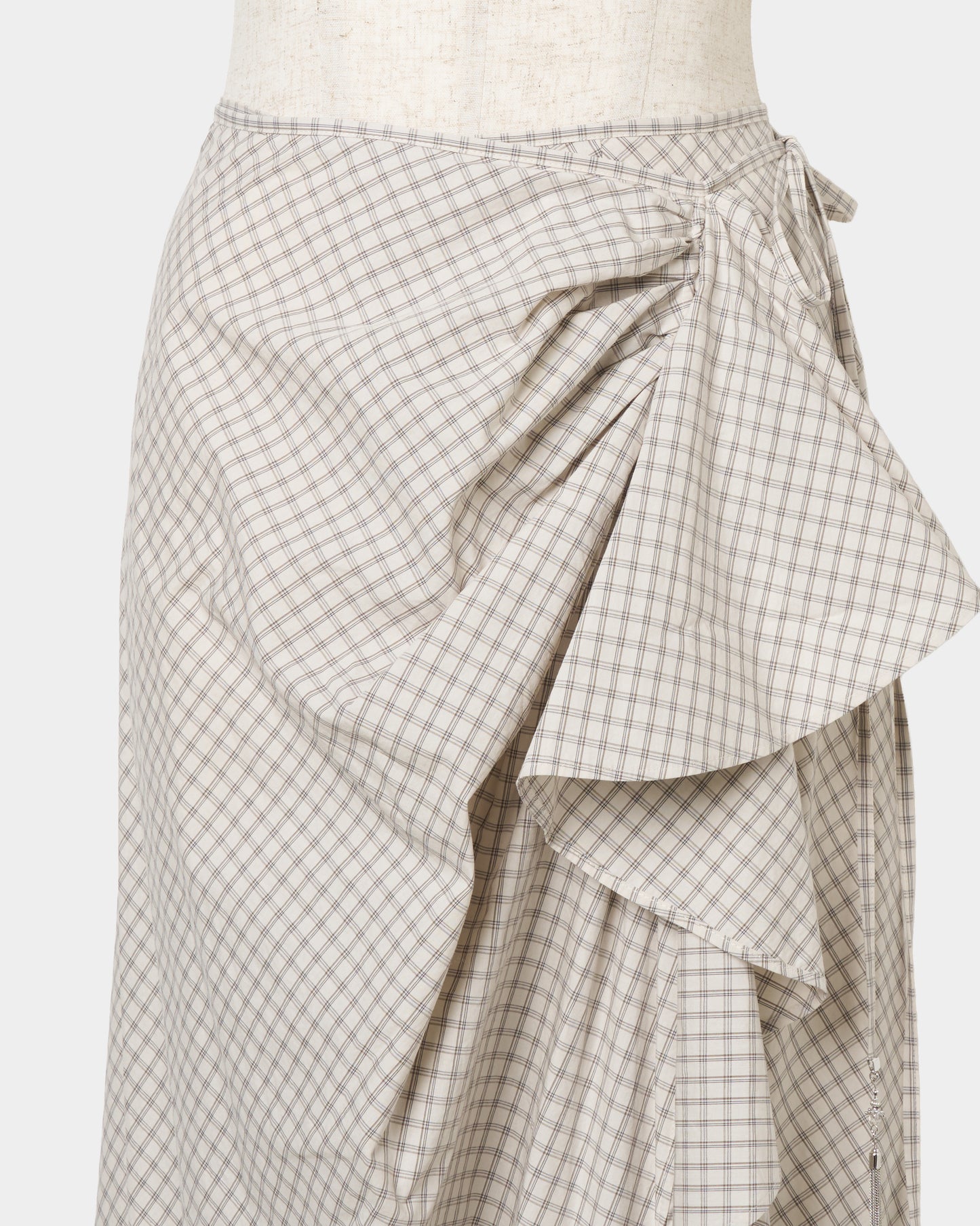 check frilled wrap skirt Ivory【Delivery in June 2026】
