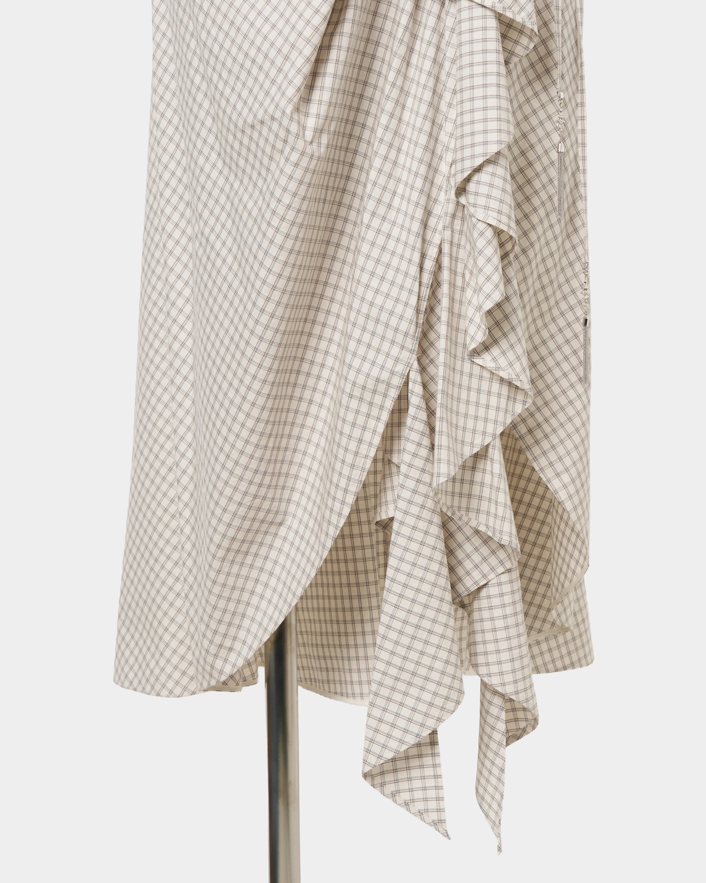 check frilled wrap skirt Ivory【Delivery in June 2026】