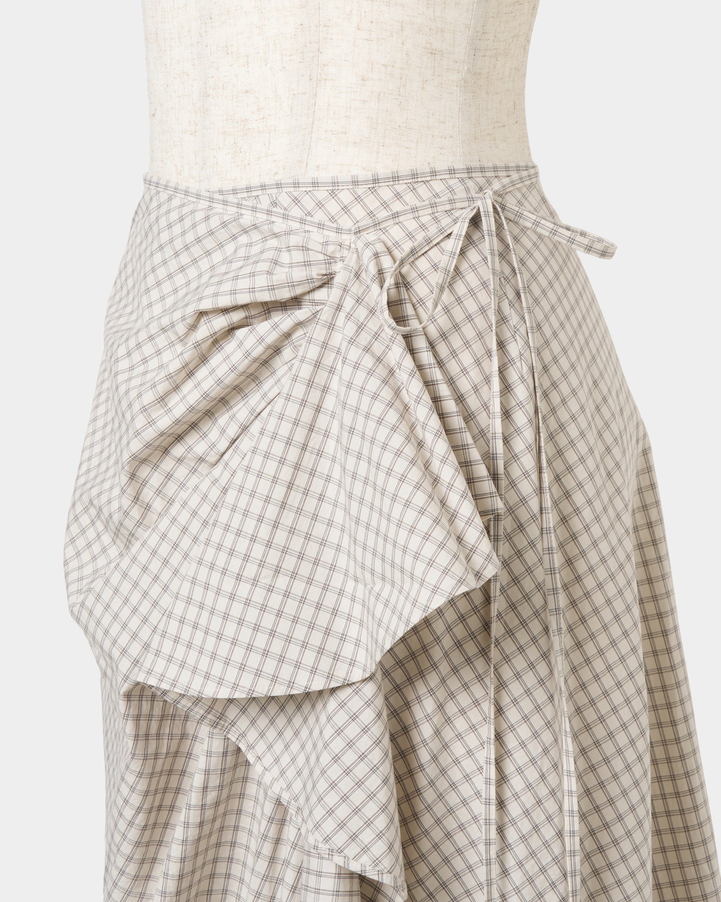 check frilled wrap skirt Ivory【Delivery in June 2026】