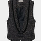 flower lame jacquard black vest【Delivery in September 2026】