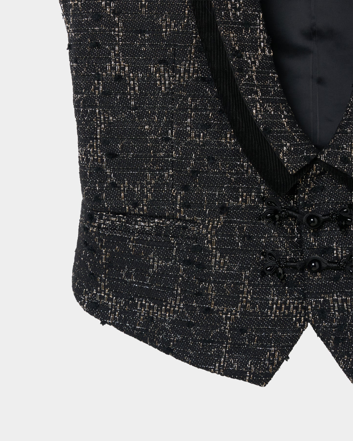 flower lame jacquard black vest【Delivery in September 2026】