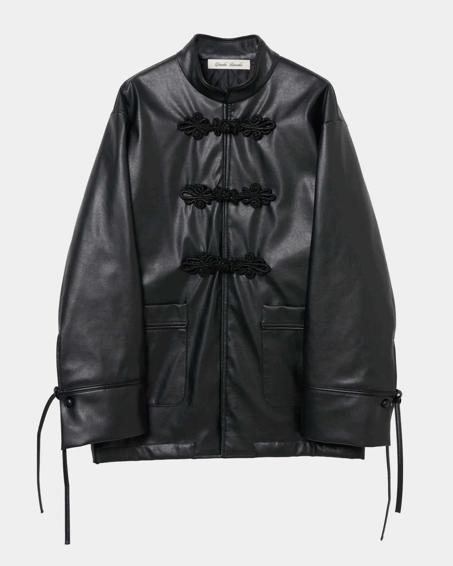 Black china button leather jacket【Delivery in September 2026】