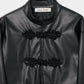Black china button leather jacket【Delivery in September 2026】