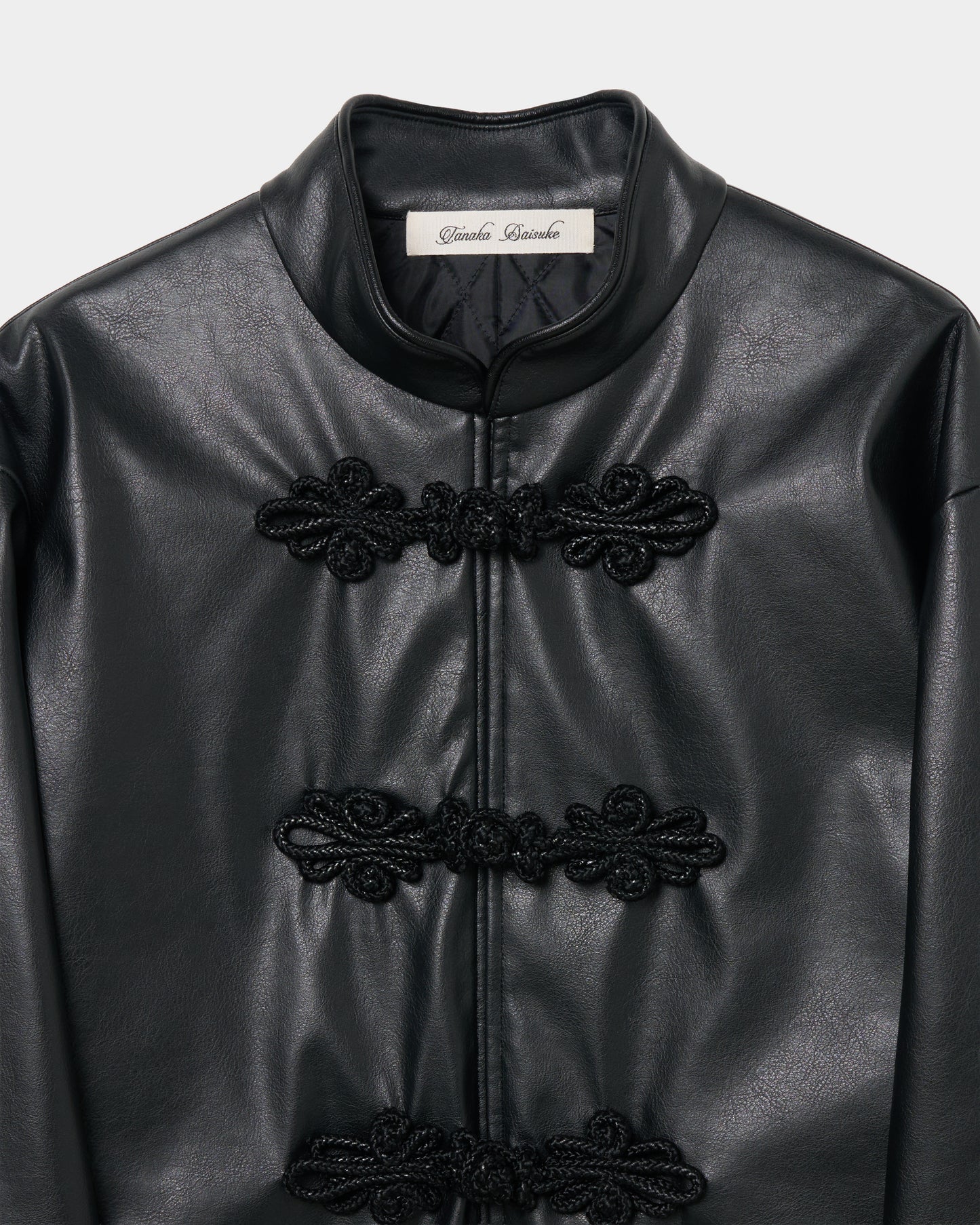 Black china button leather jacket【Delivery in September 2026】