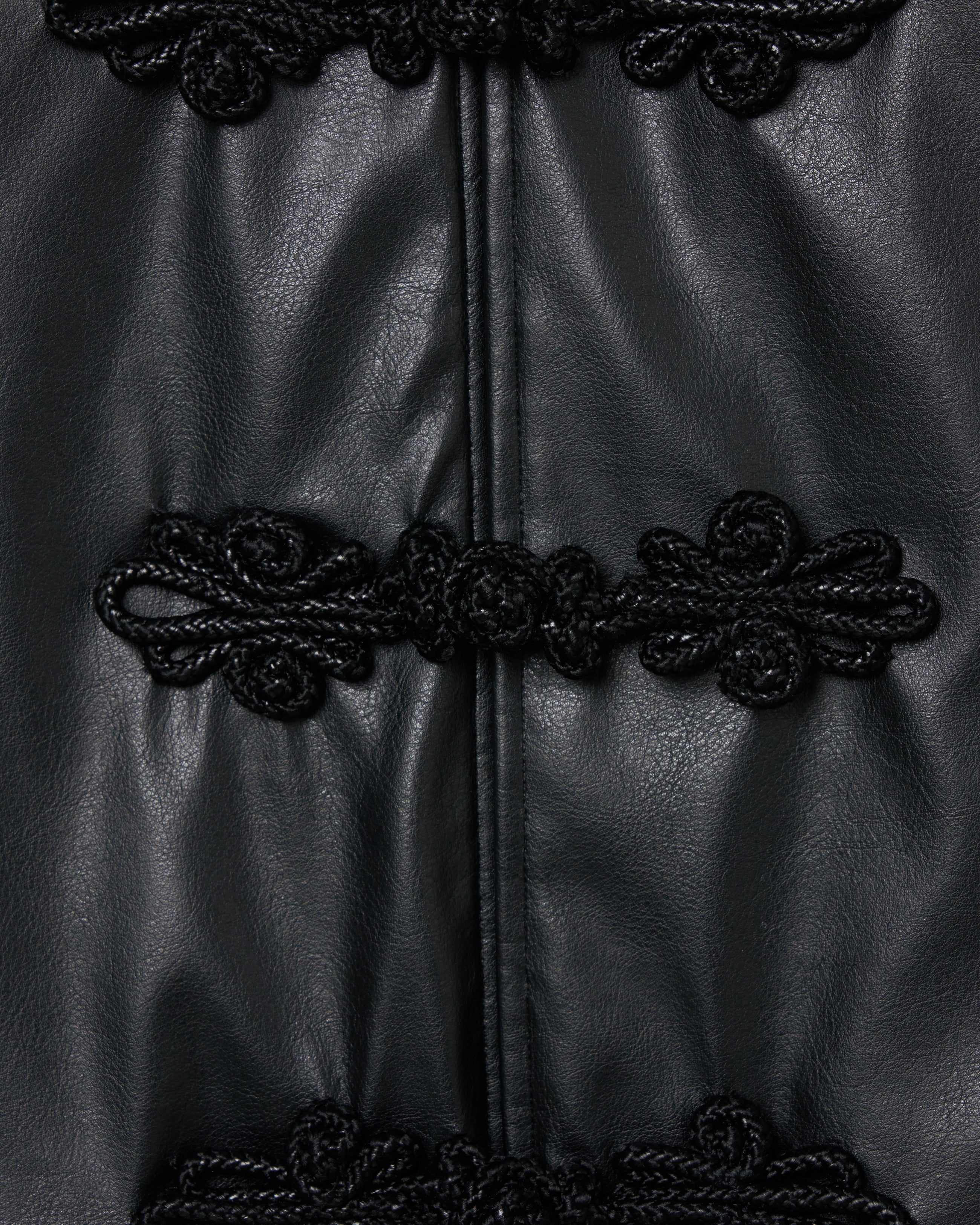 Black china button leather jacket【Delivery in September 2026