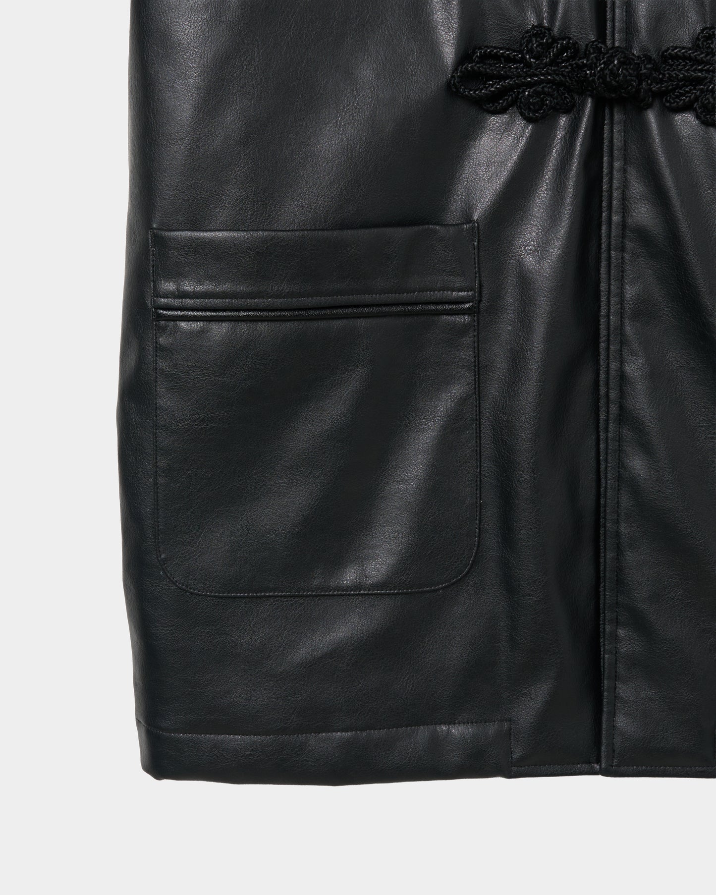Black china button leather jacket【Delivery in September 2026】