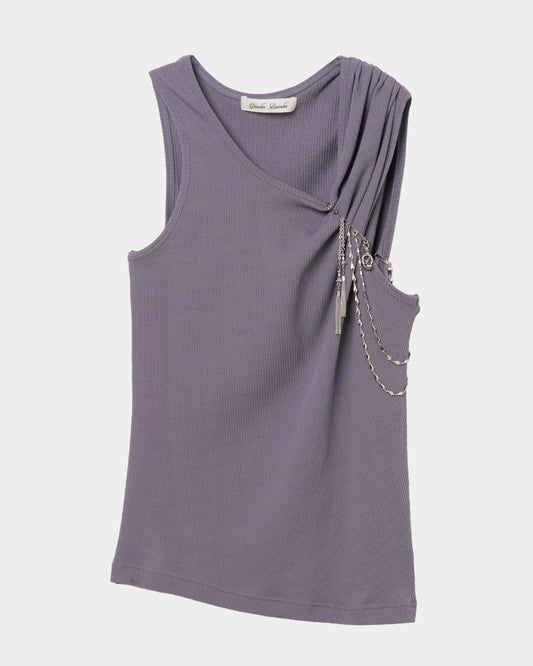 one-side drape gather tank top Mauve Gray【Delivery in June 2026】