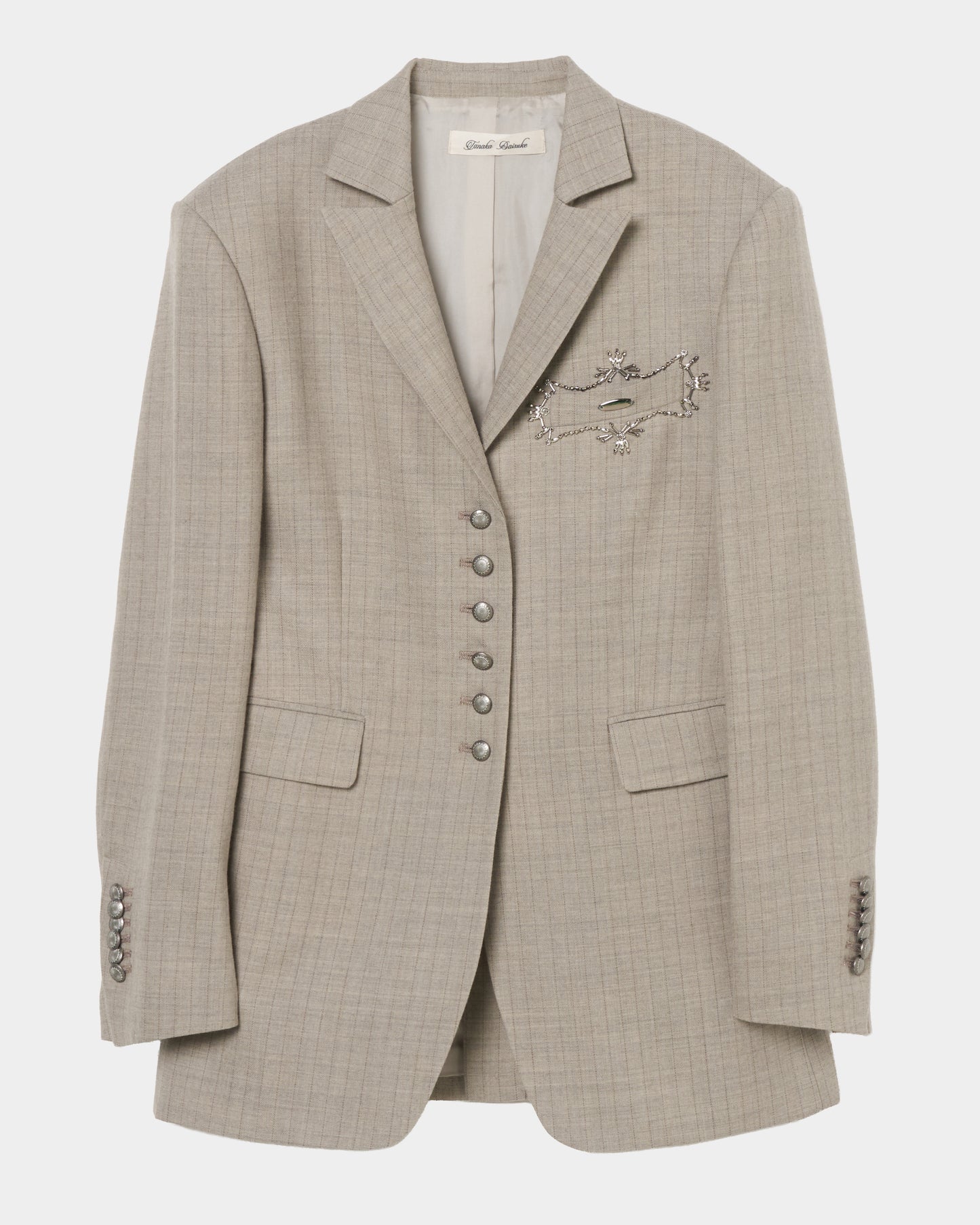 metal embroidery stripe wool jacket Greige【Delivery in July 2026】