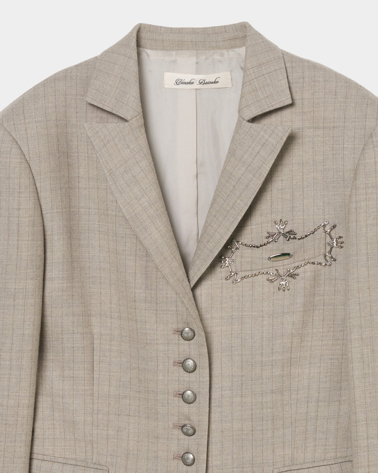 metal embroidery stripe wool jacket Greige【Delivery in July 2026】