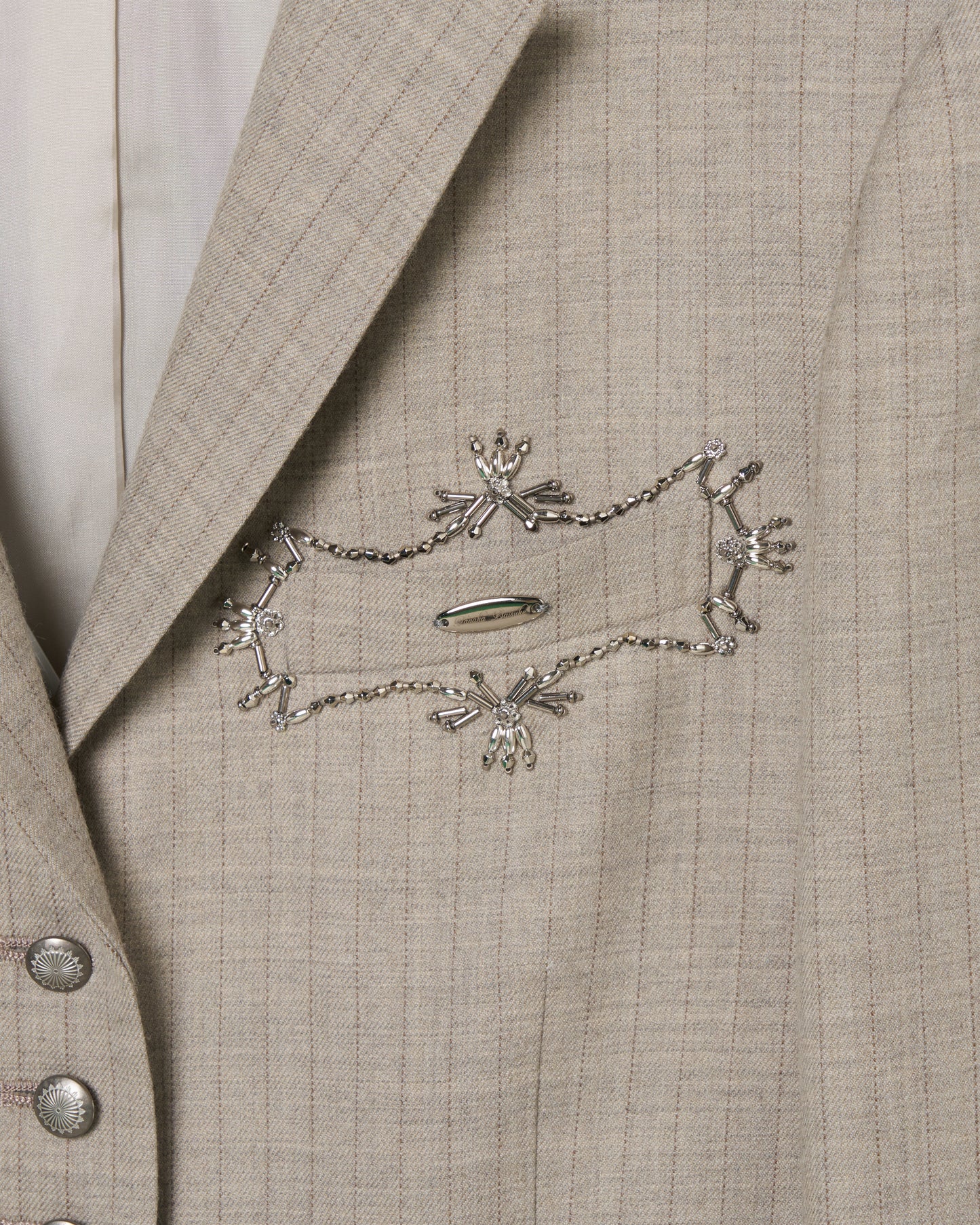 metal embroidery stripe wool jacket Greige【Delivery in July 2026】