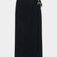 metal buckle stripe wool wrap skirt Black【Delivery in July 2026】