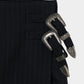 metal buckle stripe wool wrap skirt Black【Delivery in July 2026】