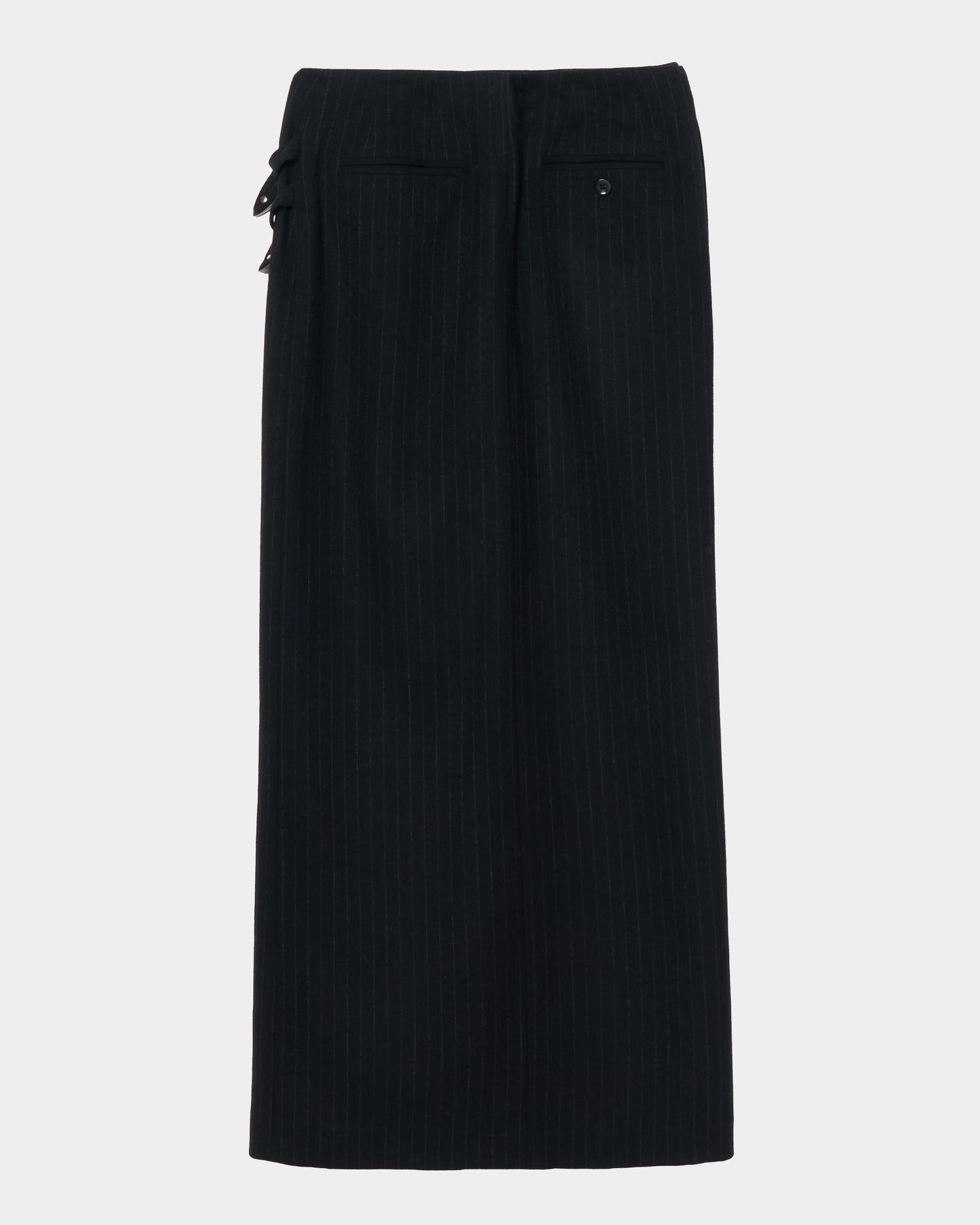 metal buckle stripe wool wrap skirt Black【Delivery in July 2026】