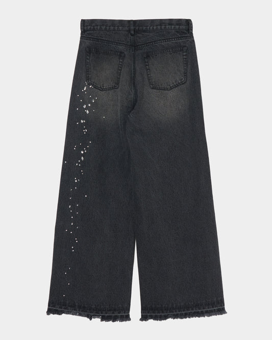 falling stars denim pants Black【Delivery in August 2026】