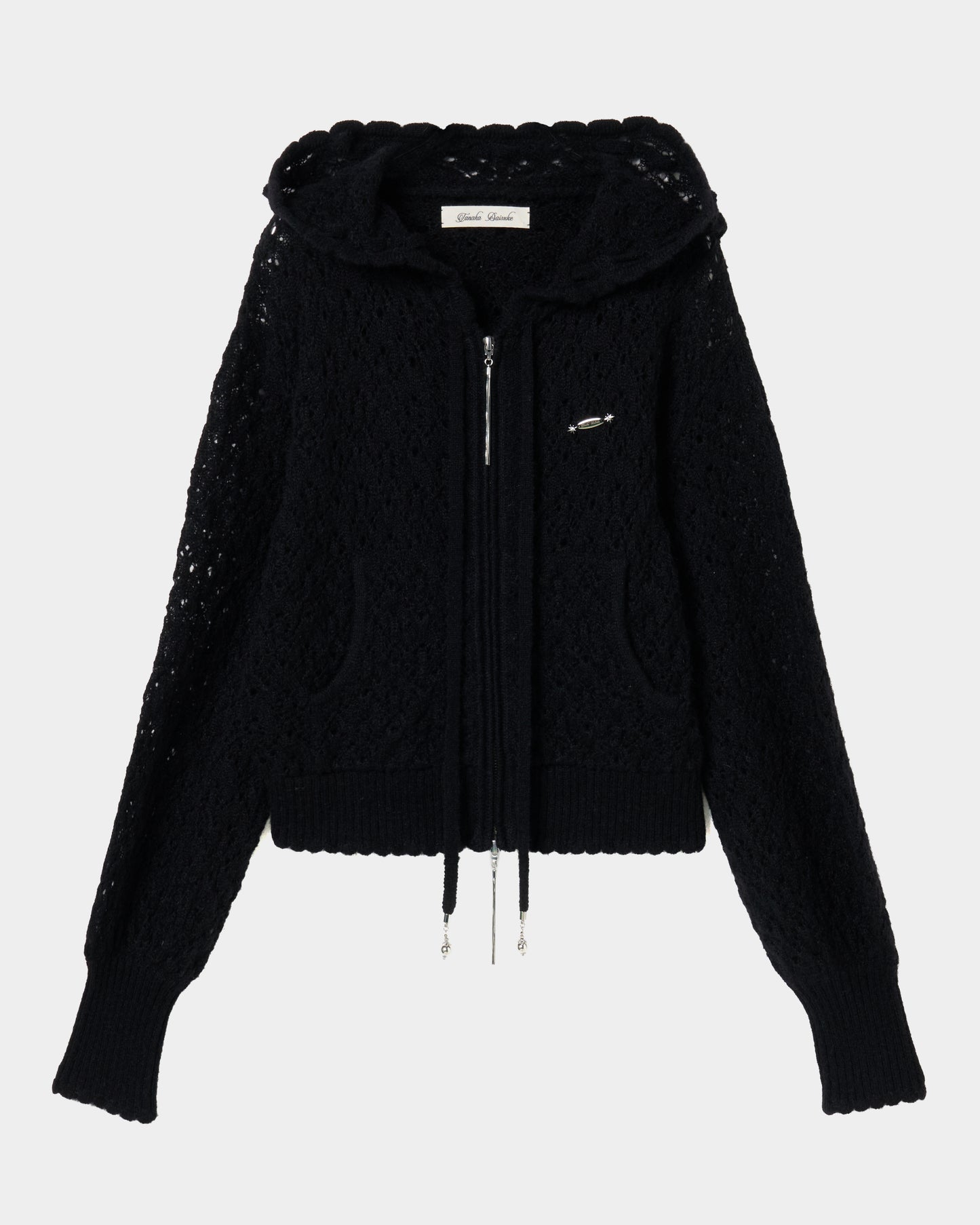 mohair lace knit hoodie Black【Delivery in August 2026】