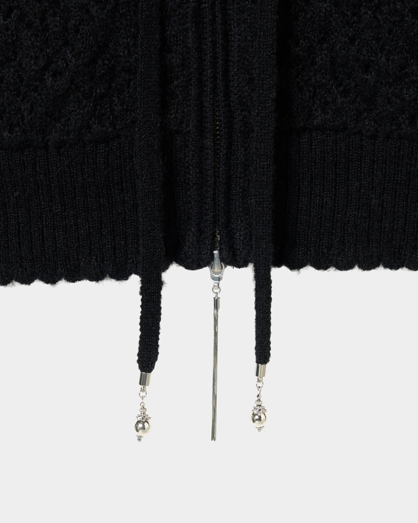 mohair lace knit hoodie Black【Delivery in August 2026】
