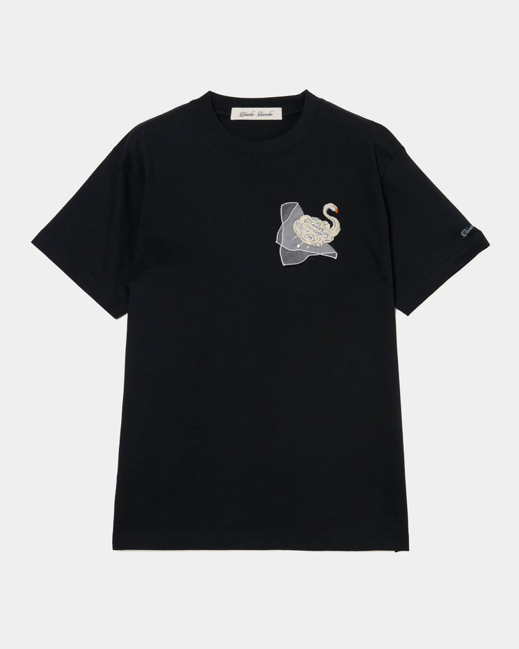 Meringue swan T-shirt Black【Delivery in June 2026】
