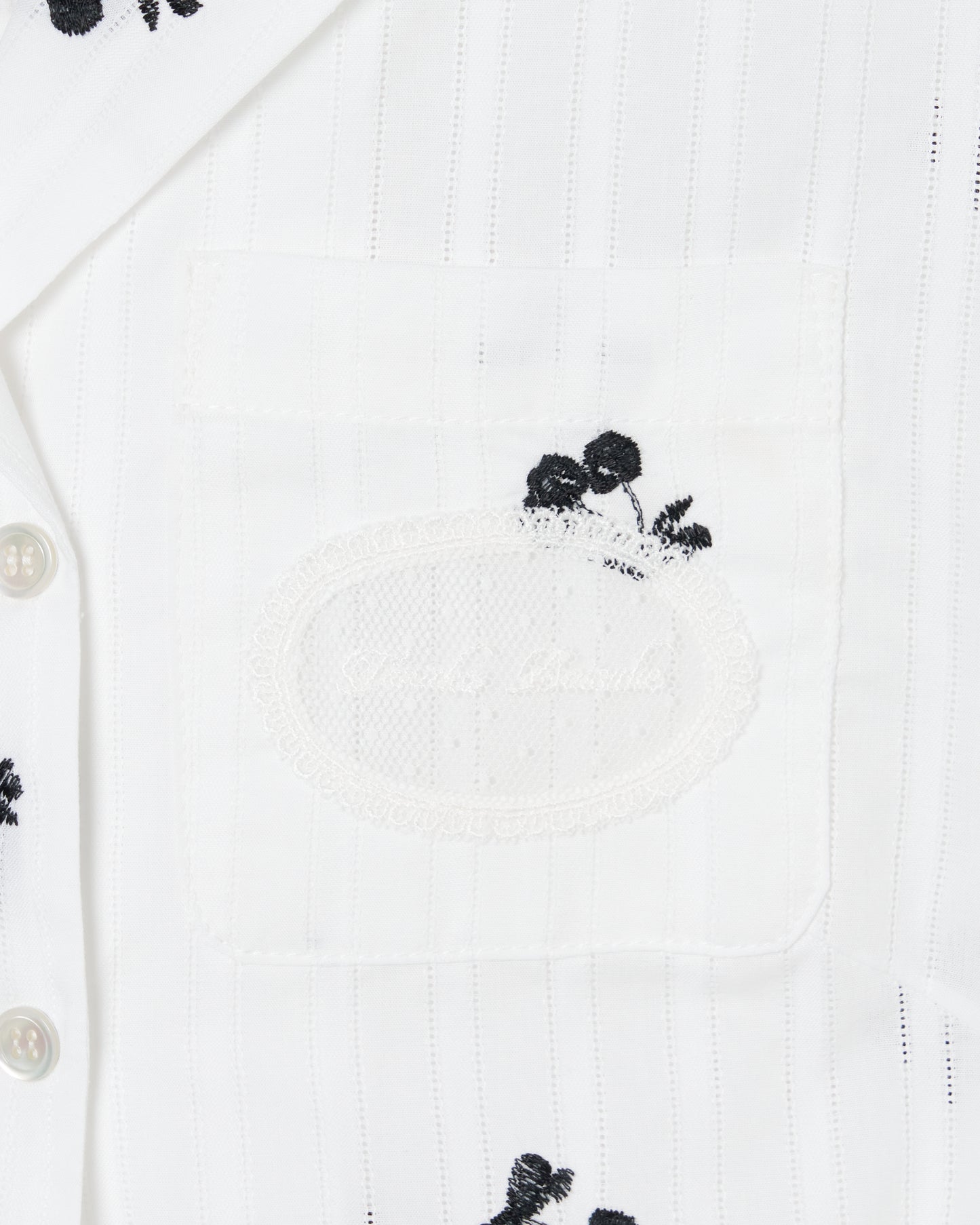 cherry embroidery half sleeve shirt White【Delivery in September 2026】