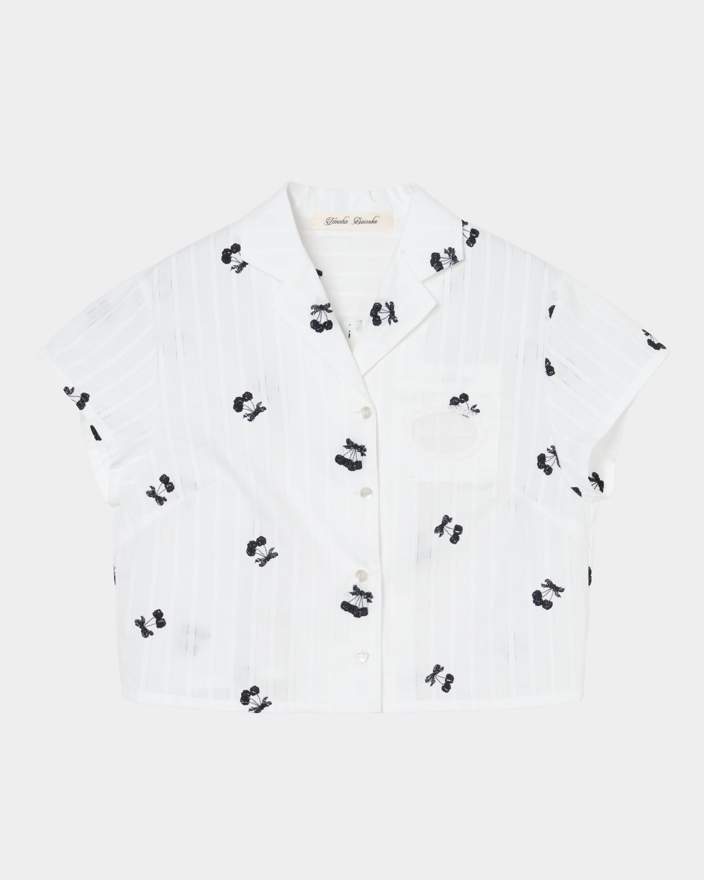 cherry embroidery half sleeve shirt White【Delivery in September 2026】