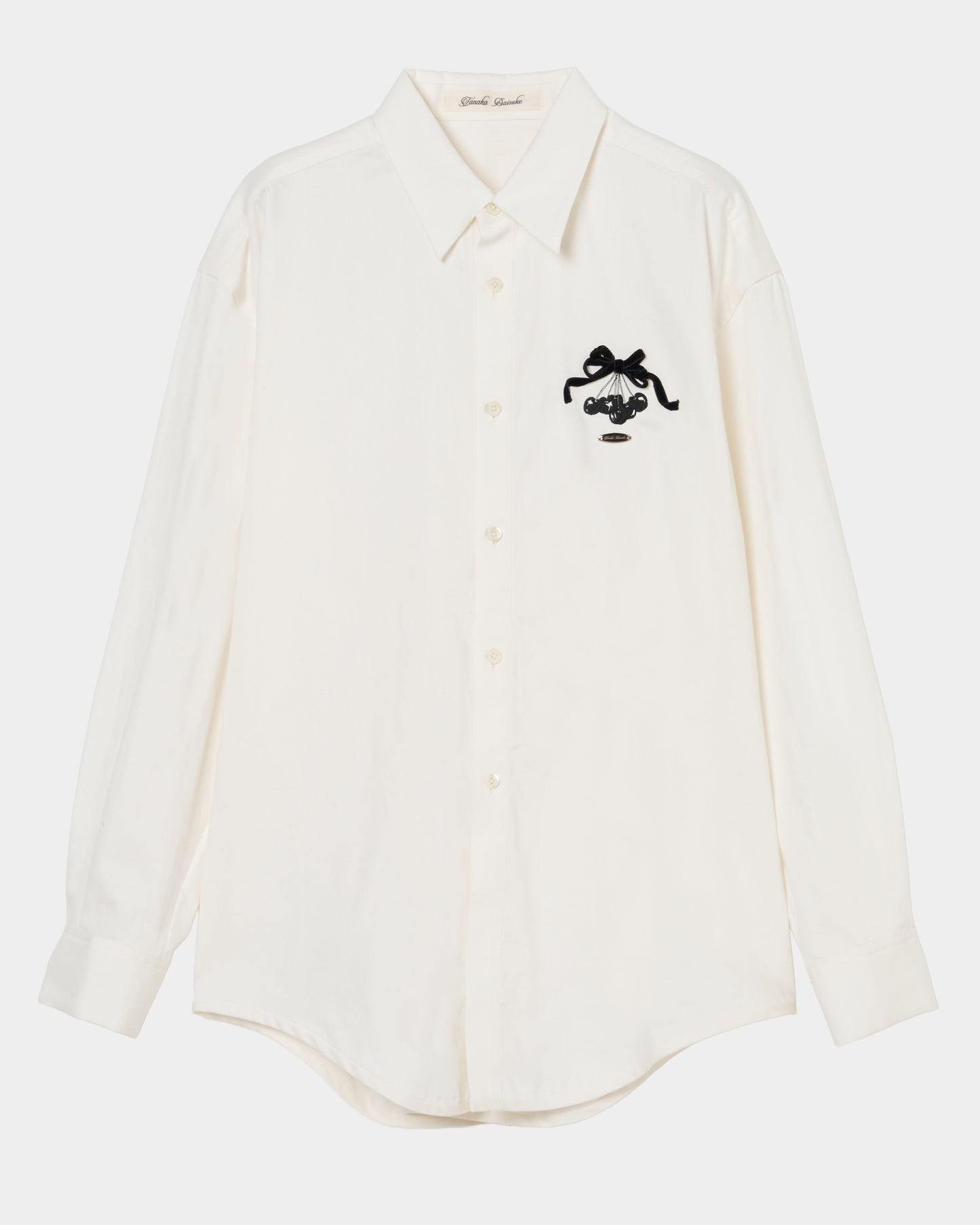 cherry tape ribbon long sleeve shirt White【Delivery in September 2026】