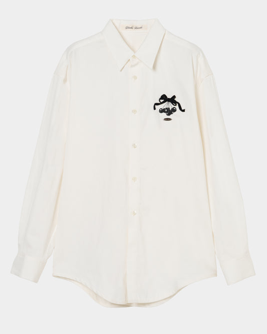 cherry tape ribbon long sleeve shirt White【Delivery in September 2026】