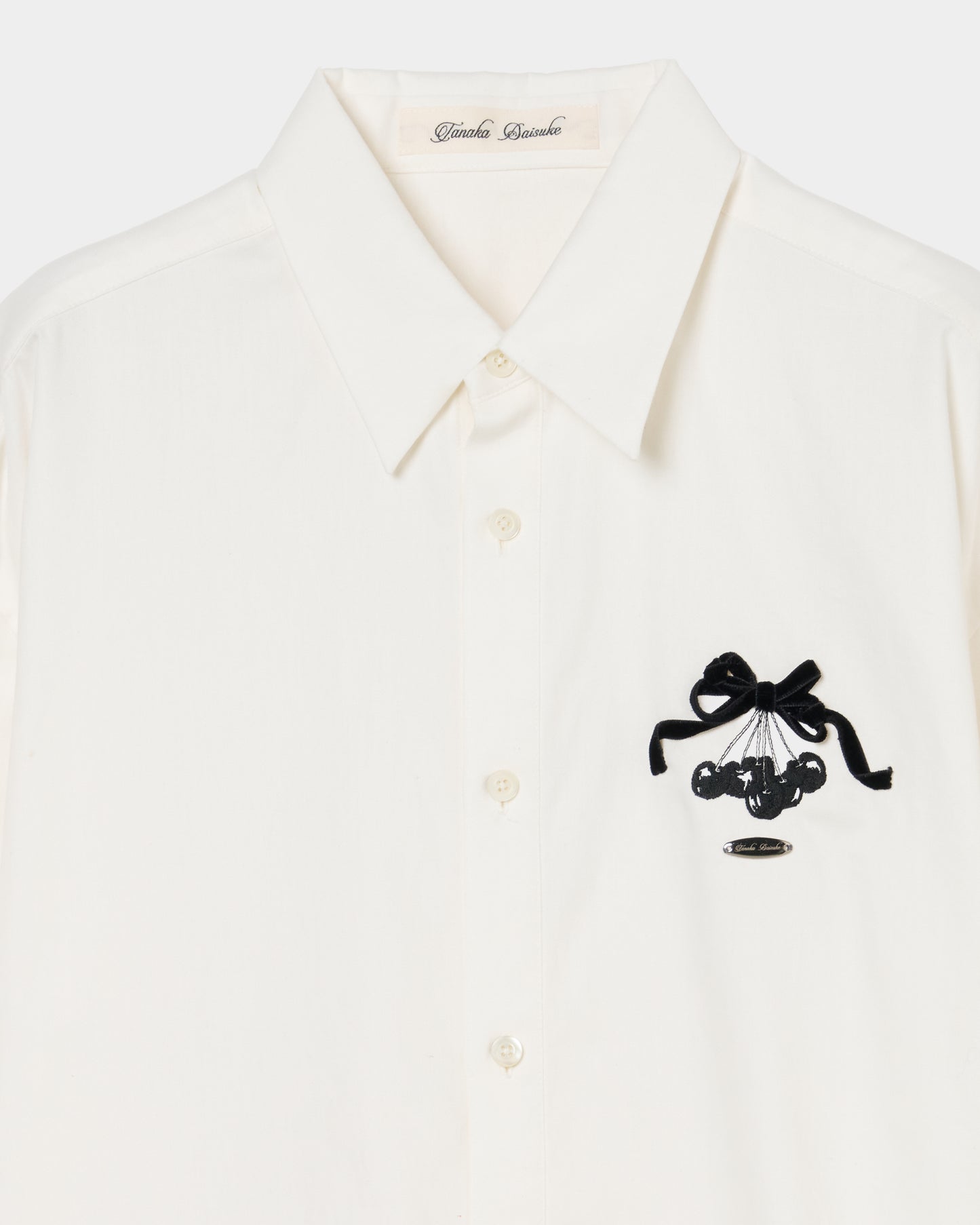 cherry tape ribbon long sleeve shirt White【Delivery in September 2026】