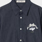 cherry tape ribbon long sleeve shirt Blue【Delivery in September 2026】