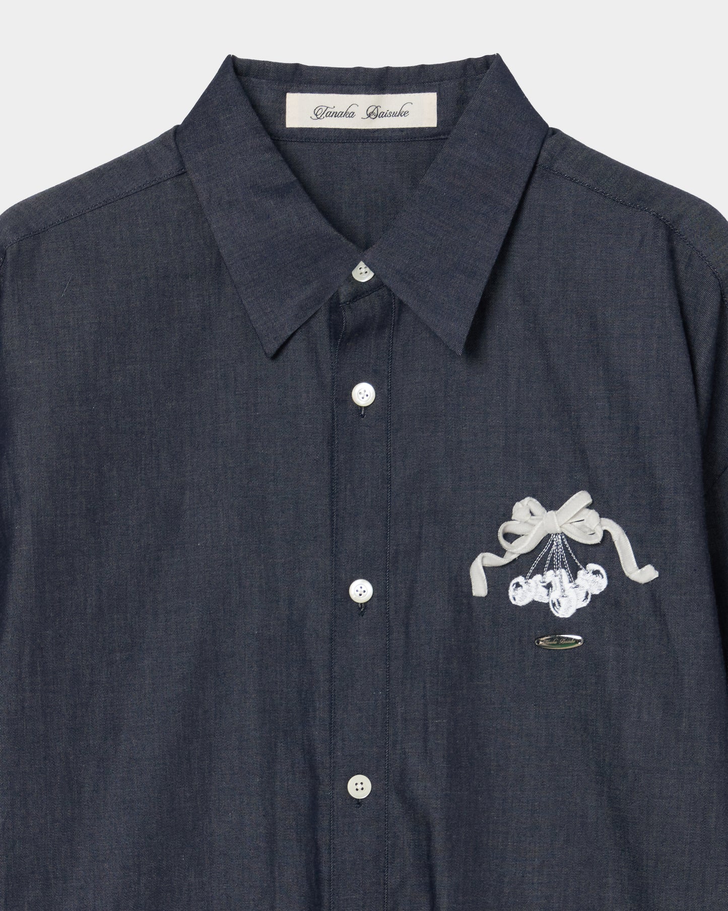 cherry tape ribbon long sleeve shirt Blue【Delivery in September 2026】