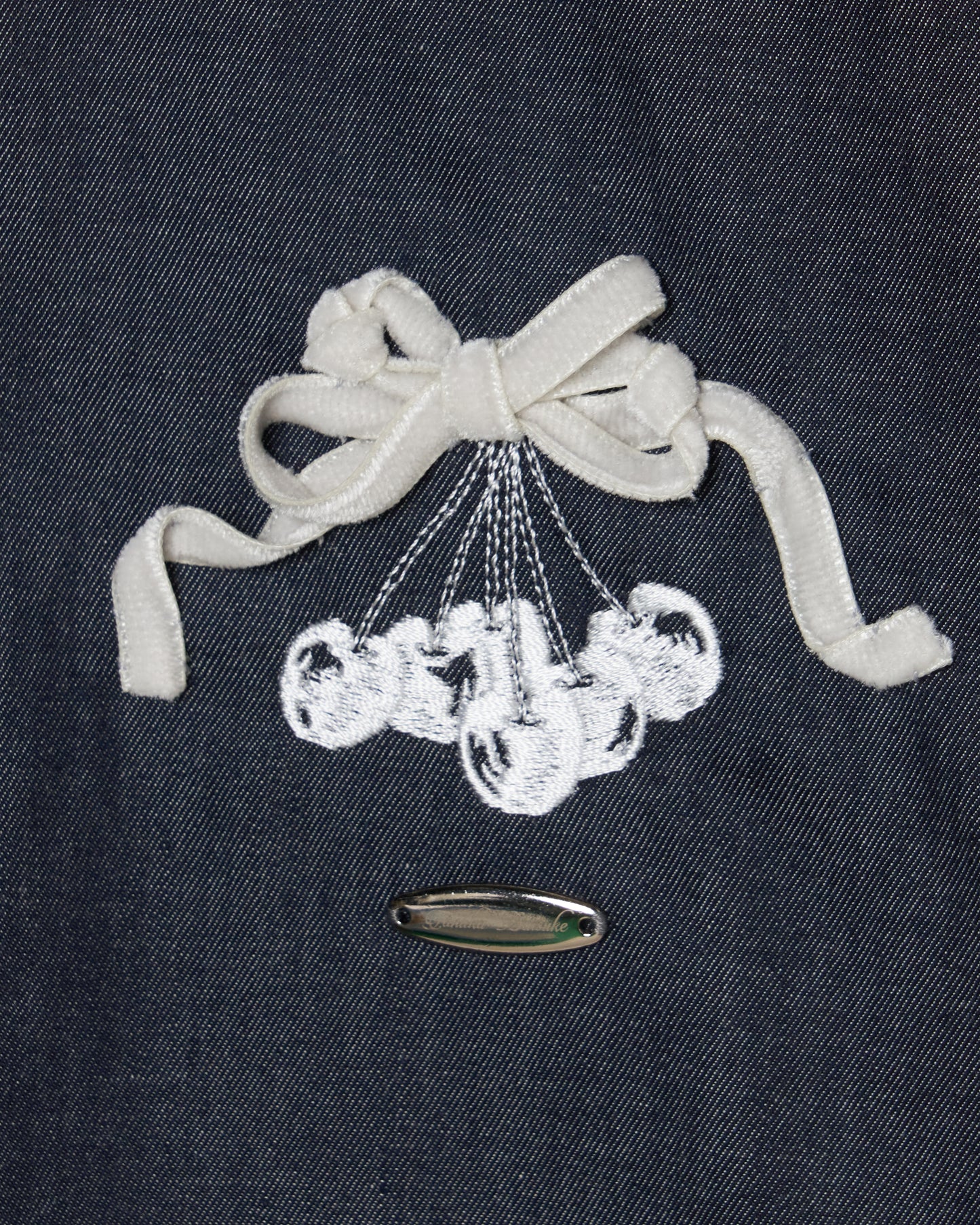 cherry tape ribbon long sleeve shirt Blue【Delivery in September 2026】