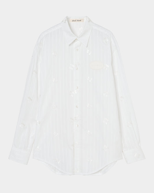 cherry embroidery long sleeve shirt White【Delivery in September 2026】