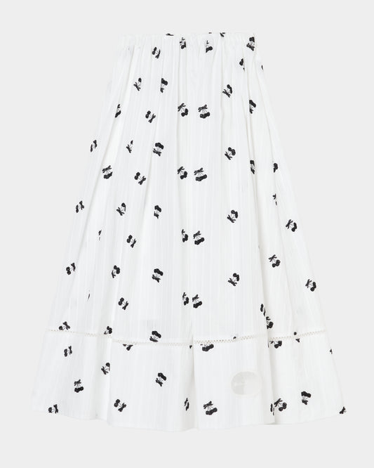 cherry embroidery long skirt White【Delivery in September 2026】