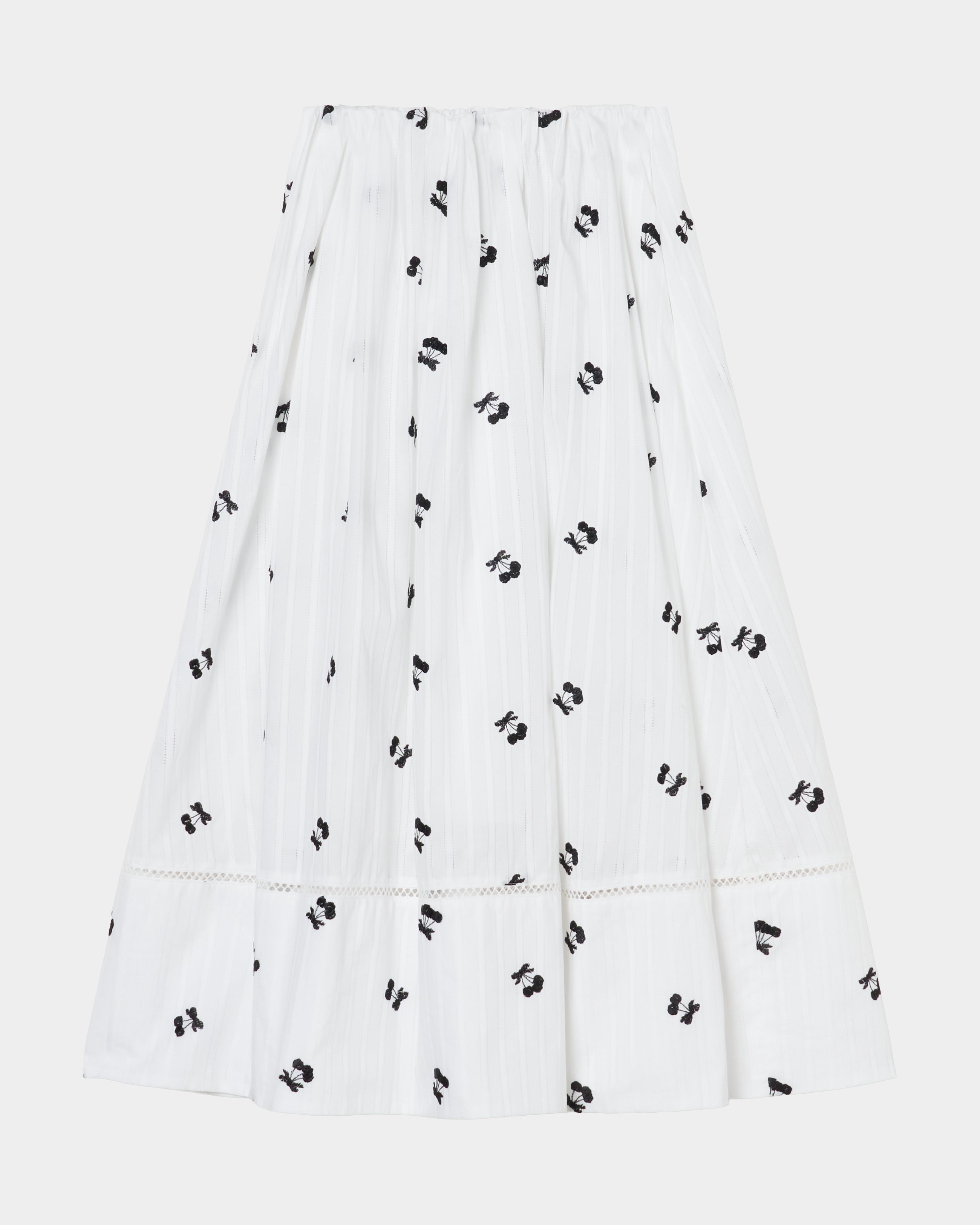 tanakadaisuke(タナカダイスケ)|cherry embroidery long skirt White