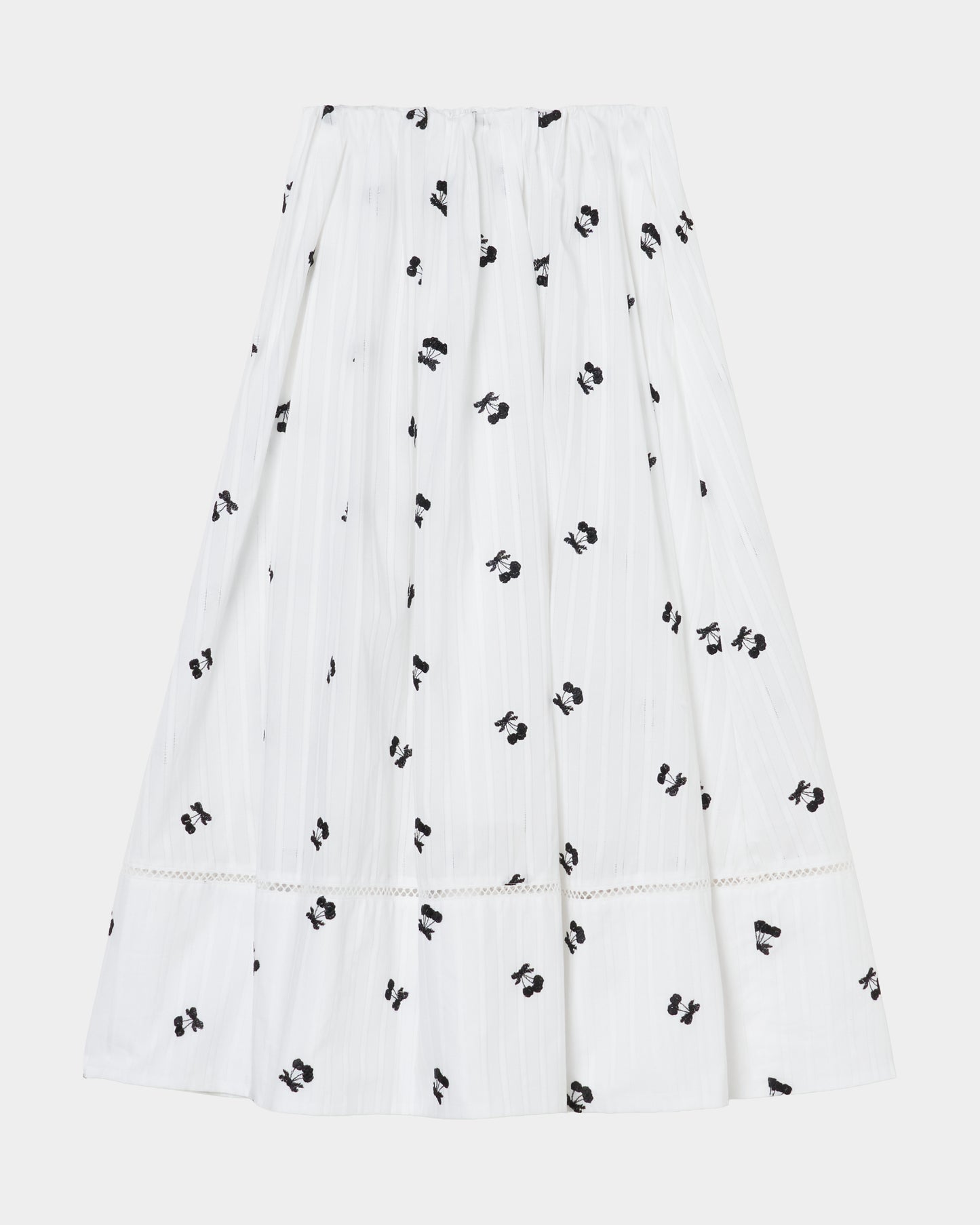 cherry embroidery long skirt White【Delivery in September 2026】