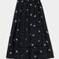 cherry embroidery long skirt Black【Delivery in September 2026】