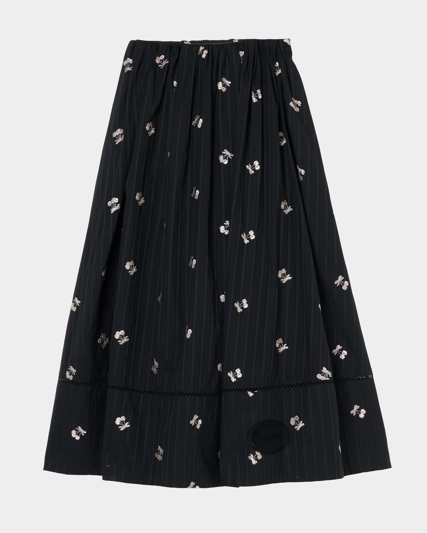 cherry embroidery long skirt Black【Delivery in September 2026】